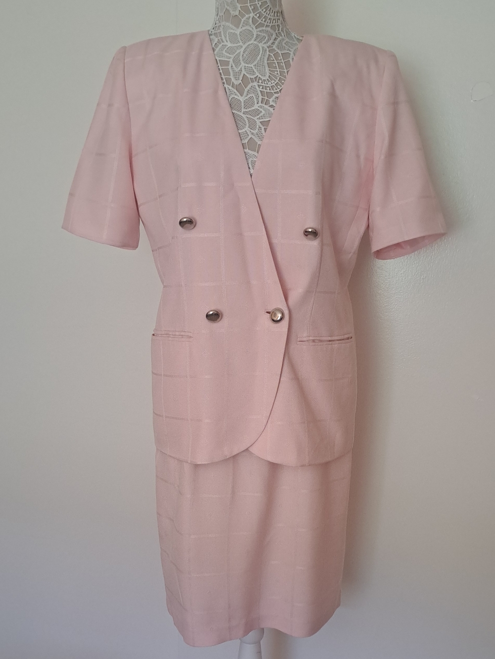 Vintage 80s Amanda Smith two - Piece Light Pink Womens Skirt Suit Jacket